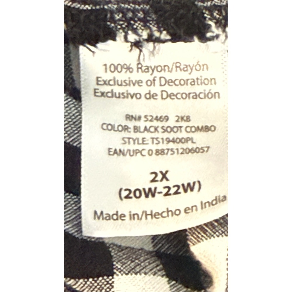 Terra & Sky Blouse Black Gingham Smocked Bell Sleeve Women 2X Cottagecore - Picture 5 of 8